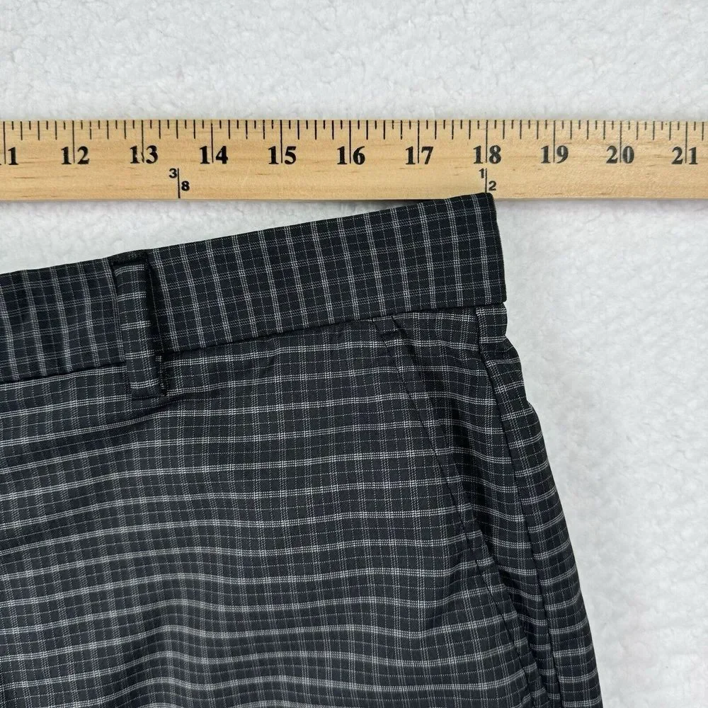 Walter Hagen Golf Shorts Mens 38 Black Gray Check Plaid‎ Classic Fit Stretch